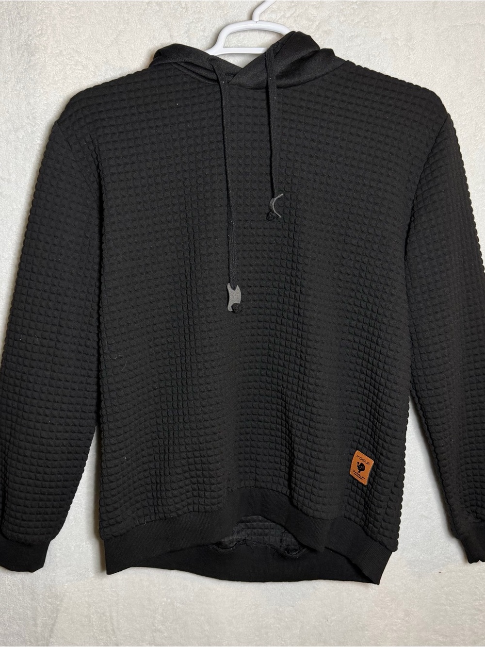 Men's Black Coofandy Waffle Knit Hooded Sweater